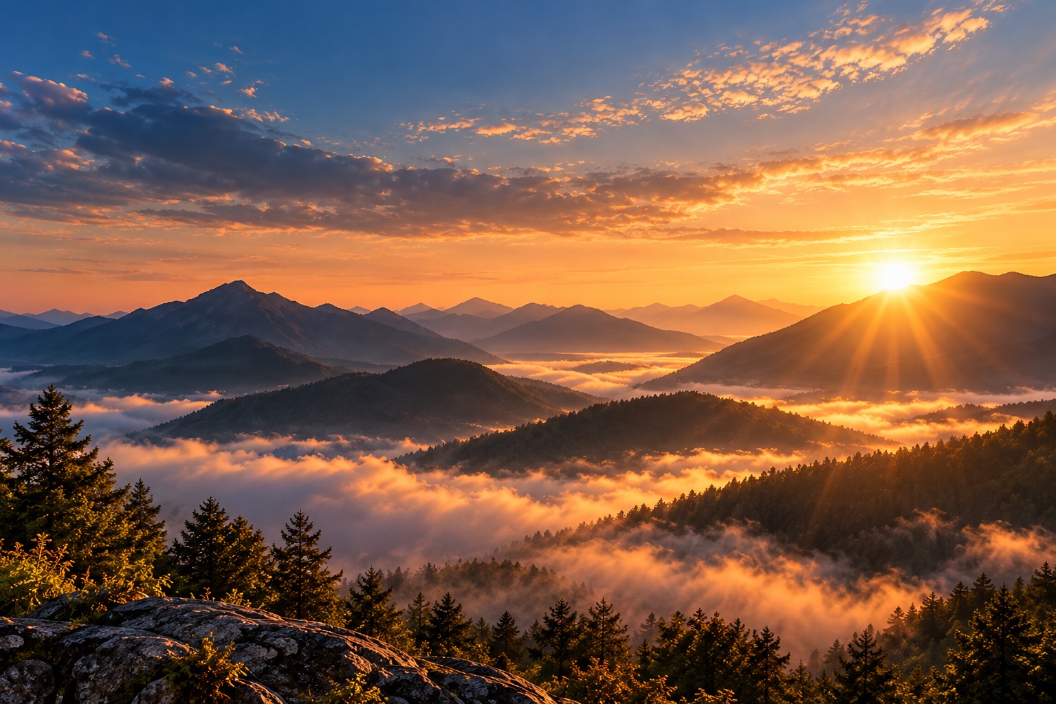 Sunrise over mountains